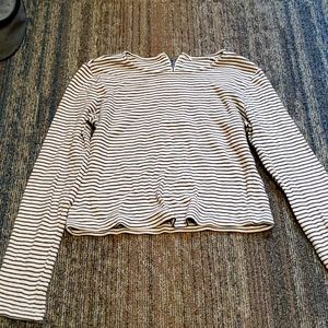 Black and white striped shirt with zipper